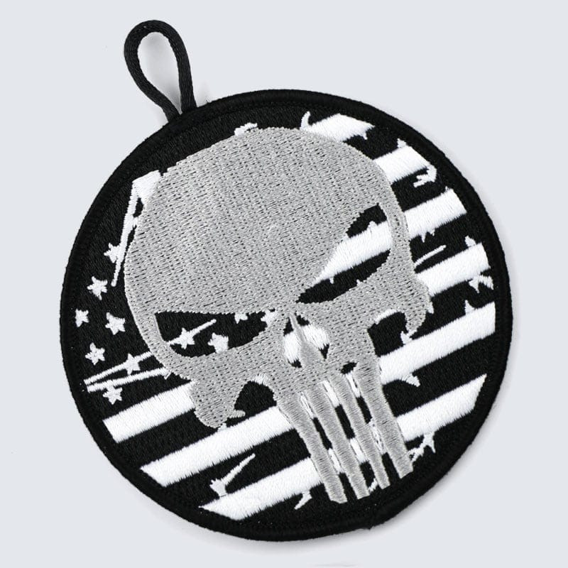 Military Skull and American Flag - Embroidered with button loop lanyard