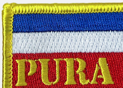 Close up view of a full embroidery patch showing no twill